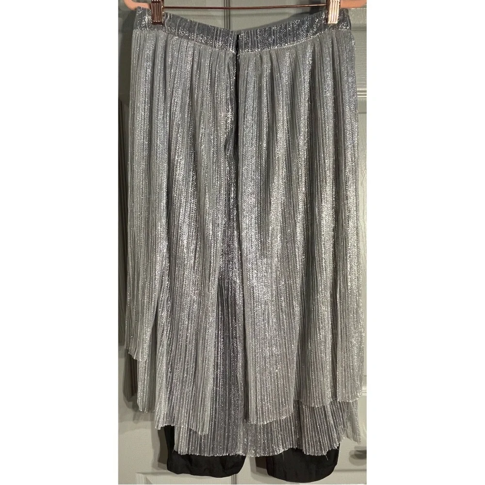 Anthropologie Maeve Metallic Silver Skirted Pants NWT Size 6 (Small) - Picture 4 of 13